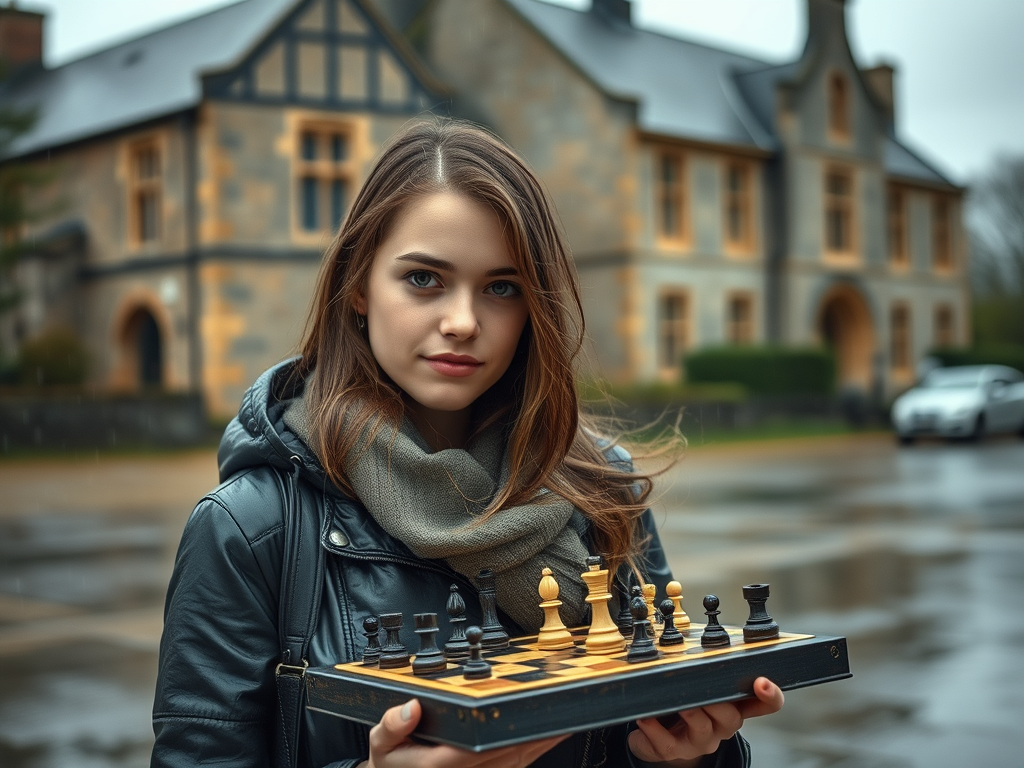 play chess at a rainy day 